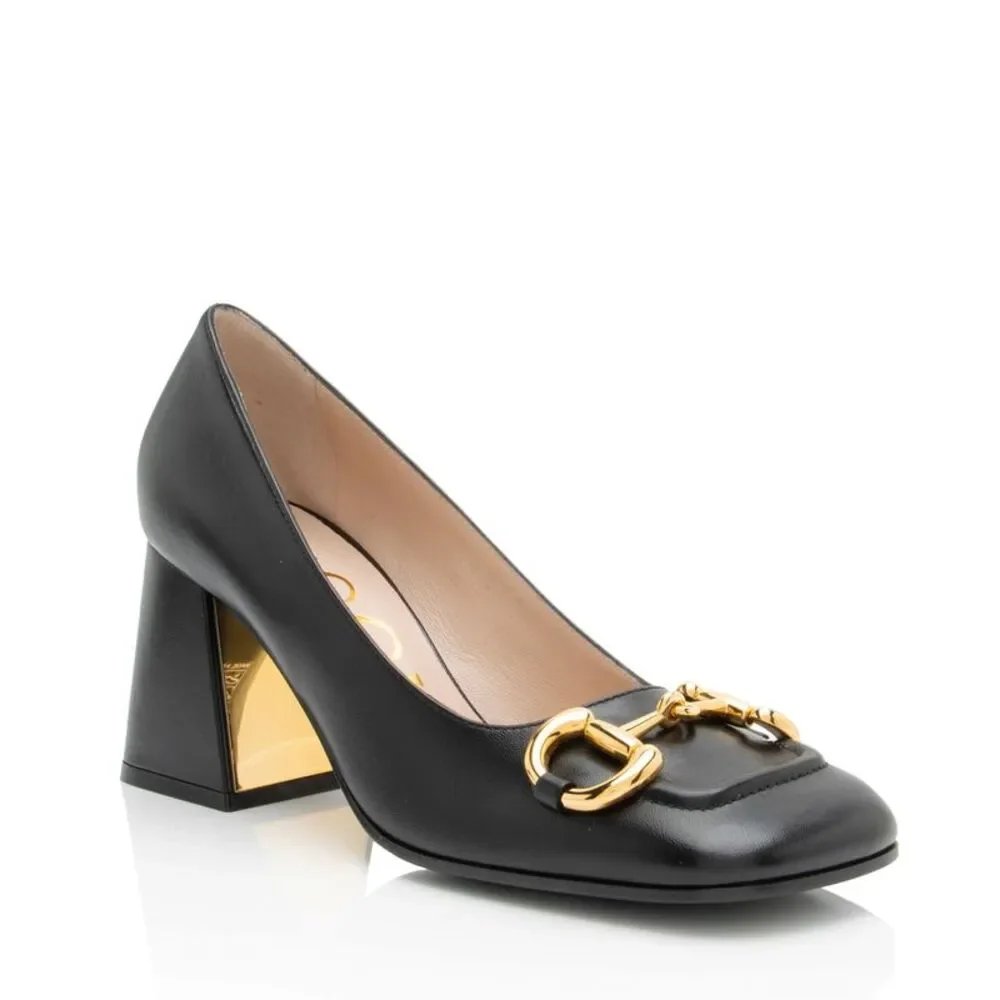 Gucci Leather Horsebit Loafer Pumps - Size 7 / 37